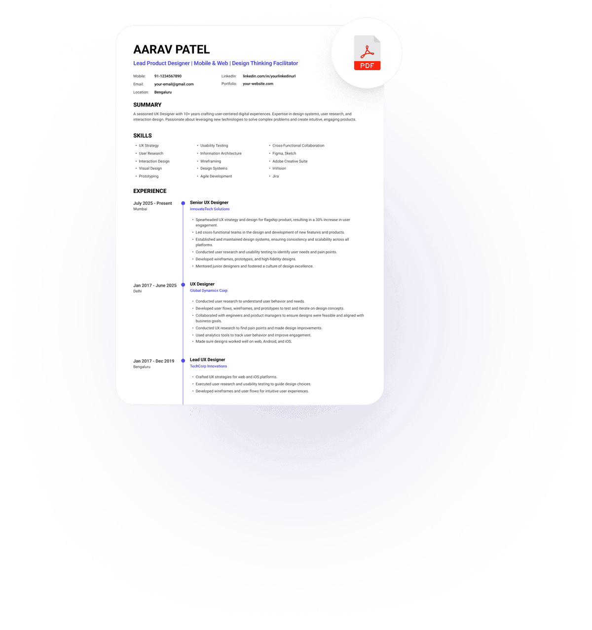 Professional Resume PDF Sample